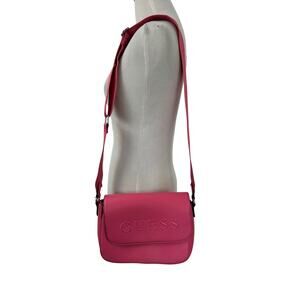 GUESS Pink Crossbody Bag Logo Flap Y2K Shoulder Purse Adjustable Strap